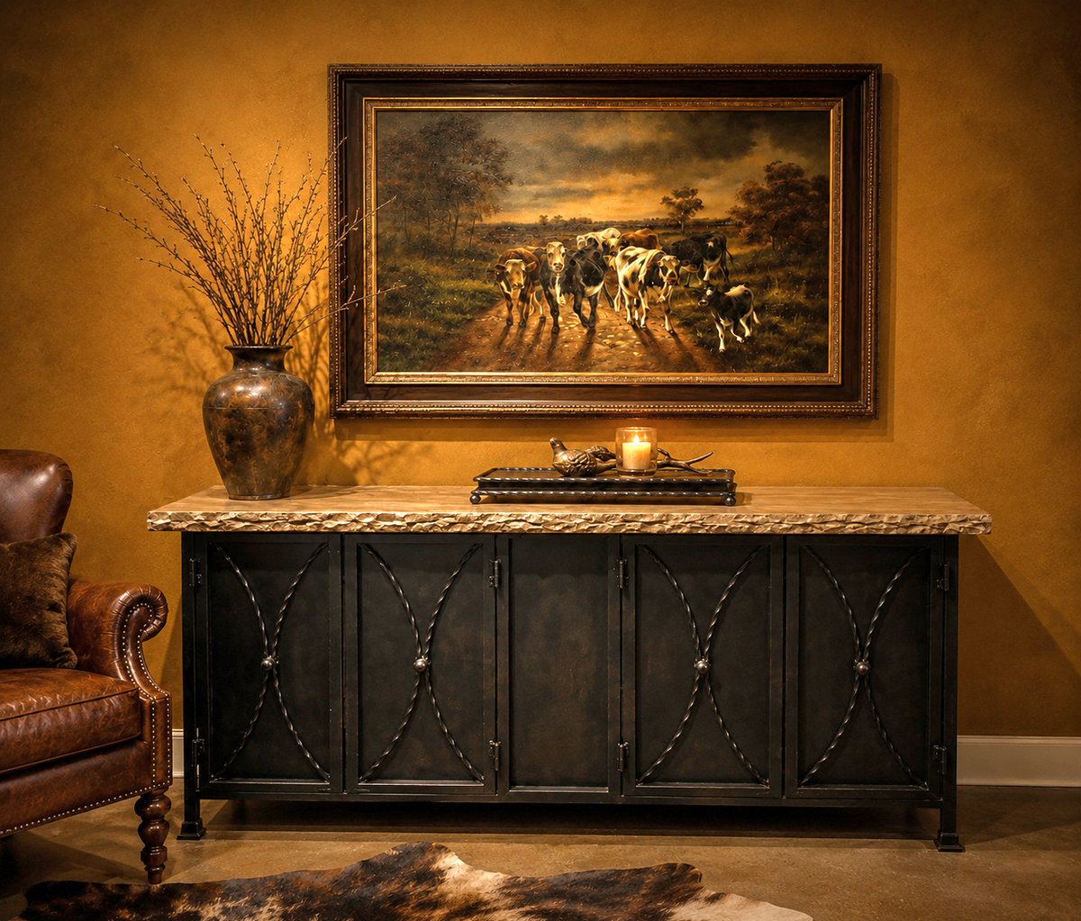 Console Table travertine top