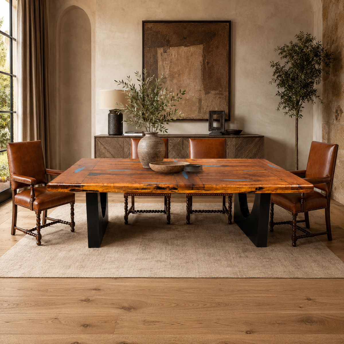 Mesquite Turquoise Inlay Rectangular Dining Table – 1224R