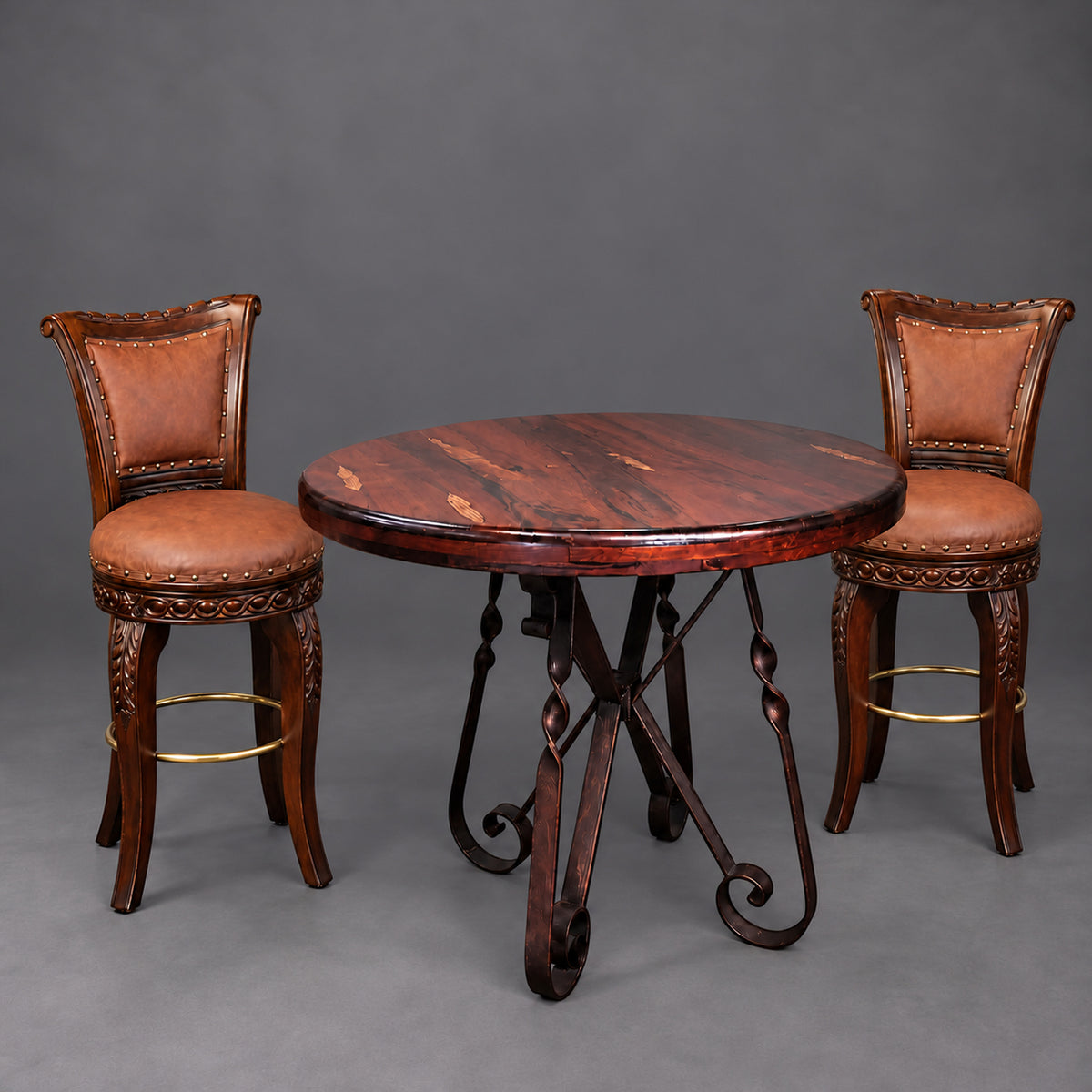 Round Mesquite Bar Table with Copper Inlay | 1212 E