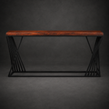 Mesquite Console Table with Geometric Black Iron Base – Model 1266C