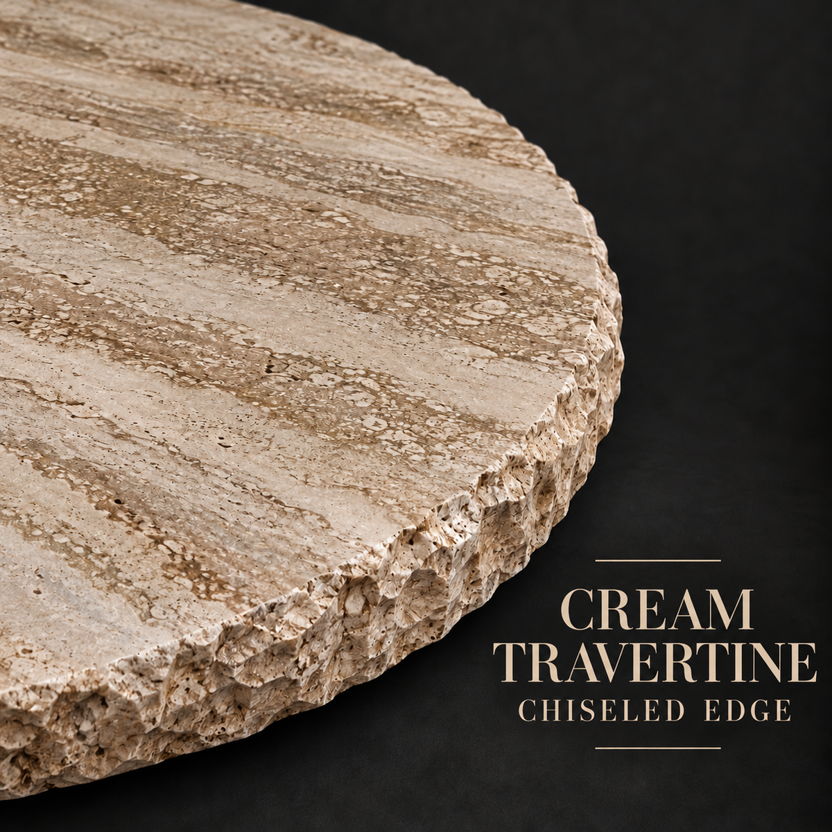 Round Peach Travertine Coffee Table with Wrought Iron Base – Model 1229AAA