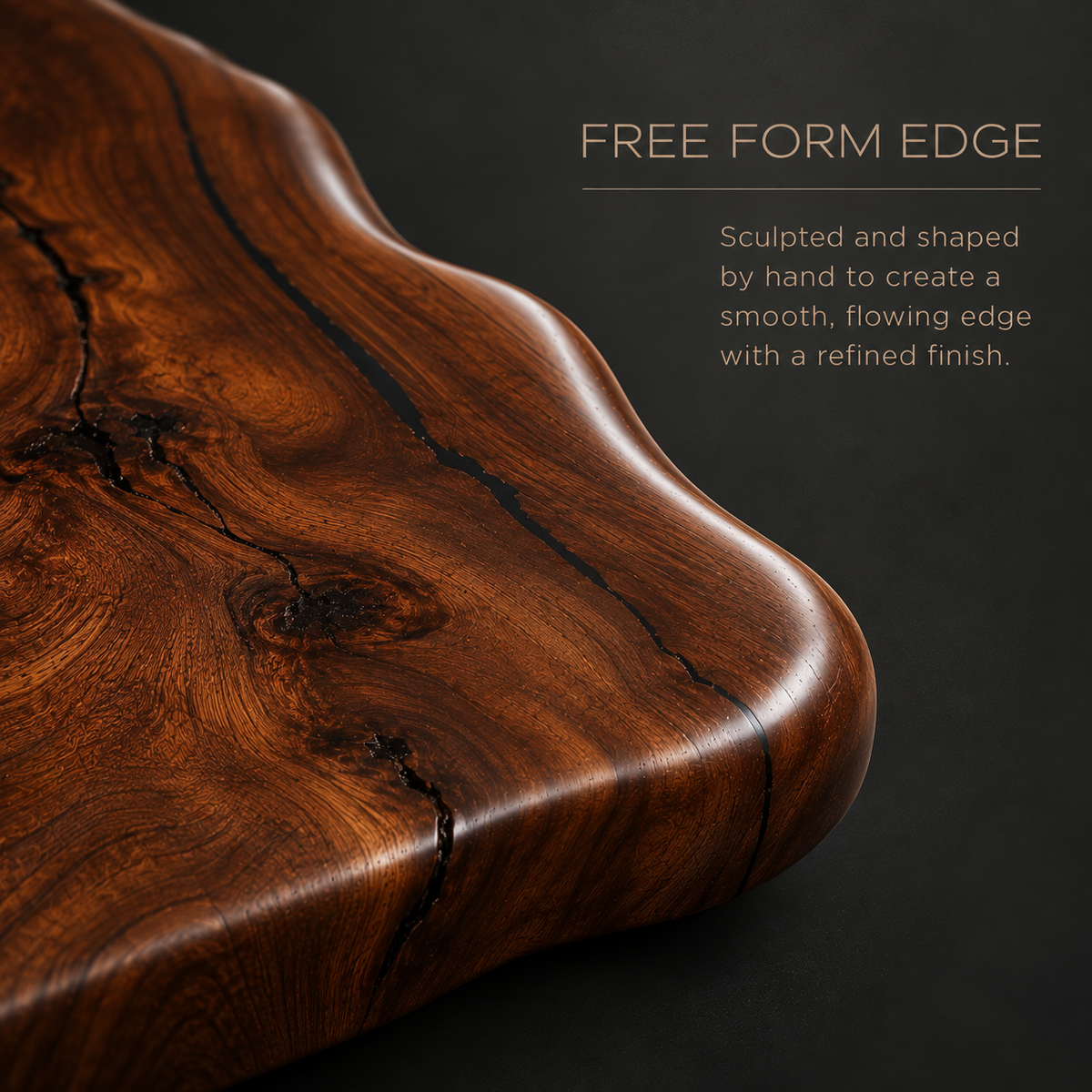 Mesquite Free Form Coffee Table with Hand-Forged Iron Base – Model 1211AA