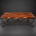 Mesquite Free Form Coffee Table with Hand-Forged Iron Base – Model 1211AA