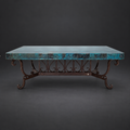 Oxidized Copper Coffee Table with Hand-Forged Iron Base – Model 1213AA