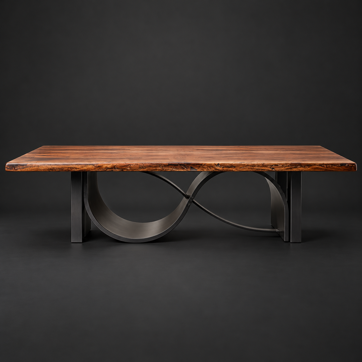 Mesquite Dining Table with Sculptural Iron Base – Model 1257R
