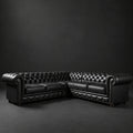 Black Leather L-Shaped Chesterfield Sectional Sofa – 3002