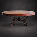 Round Natural Copper Coffee Table with Hand-Forged Iron Base – Model 1211AAA
