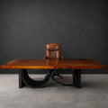 Largecopper  executive conference table with sculptural handcrafted iron base, Model 1258 R