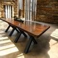 1222I rectangular copper kitchen island table with black iron X base handcrafted by Mexports
Tags