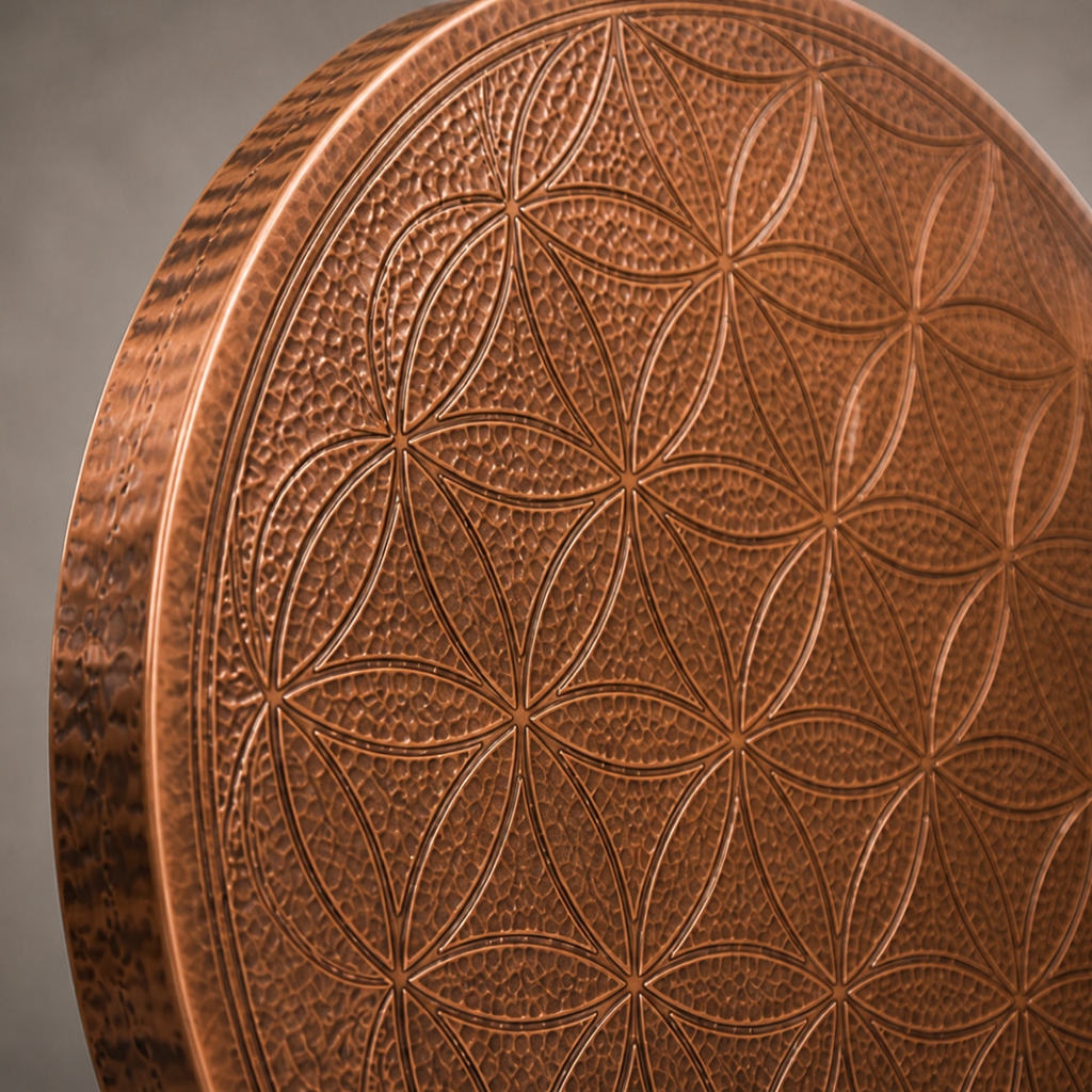 Round Oxidized Copper Pub Table with Hand-Forged Iron Base – Model 1215E