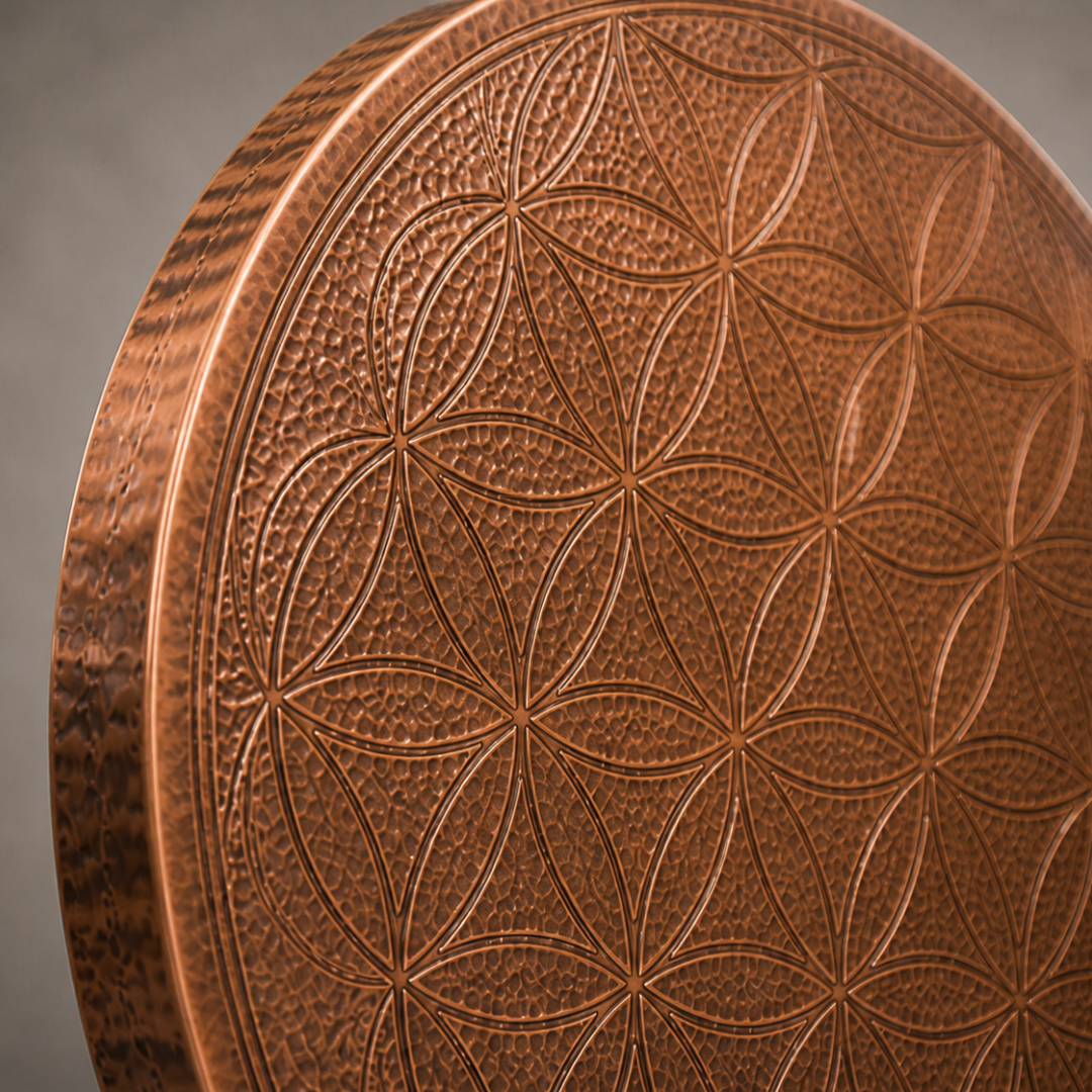 Round Oxidized Copper Pub Table with Hand-Forged Iron Base – Model 1215E