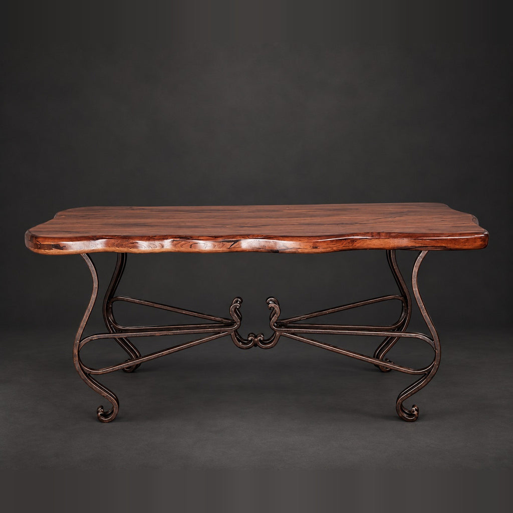 Freeform Mesquite Sofa Table with Scrollwork Base | 1242 C