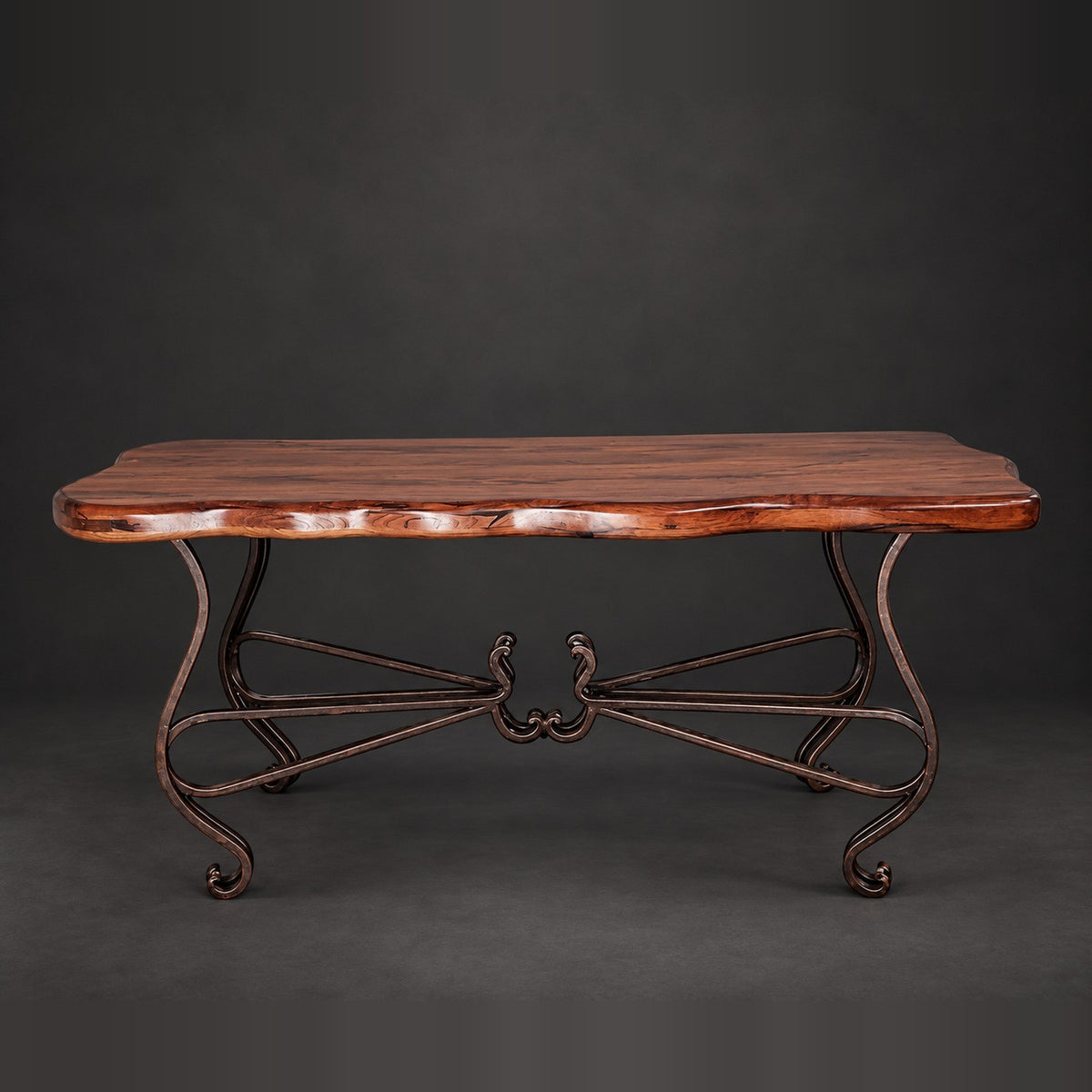 Freeform Mesquite Sofa Table with Scrollwork Base | 1242 C