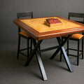 Mesquite & Travertine Bar Table with Black Iron  – 1222E