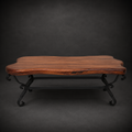 Mesquite Free Form Coffee Table with Hand-Forged Iron Base – Model 1239AA