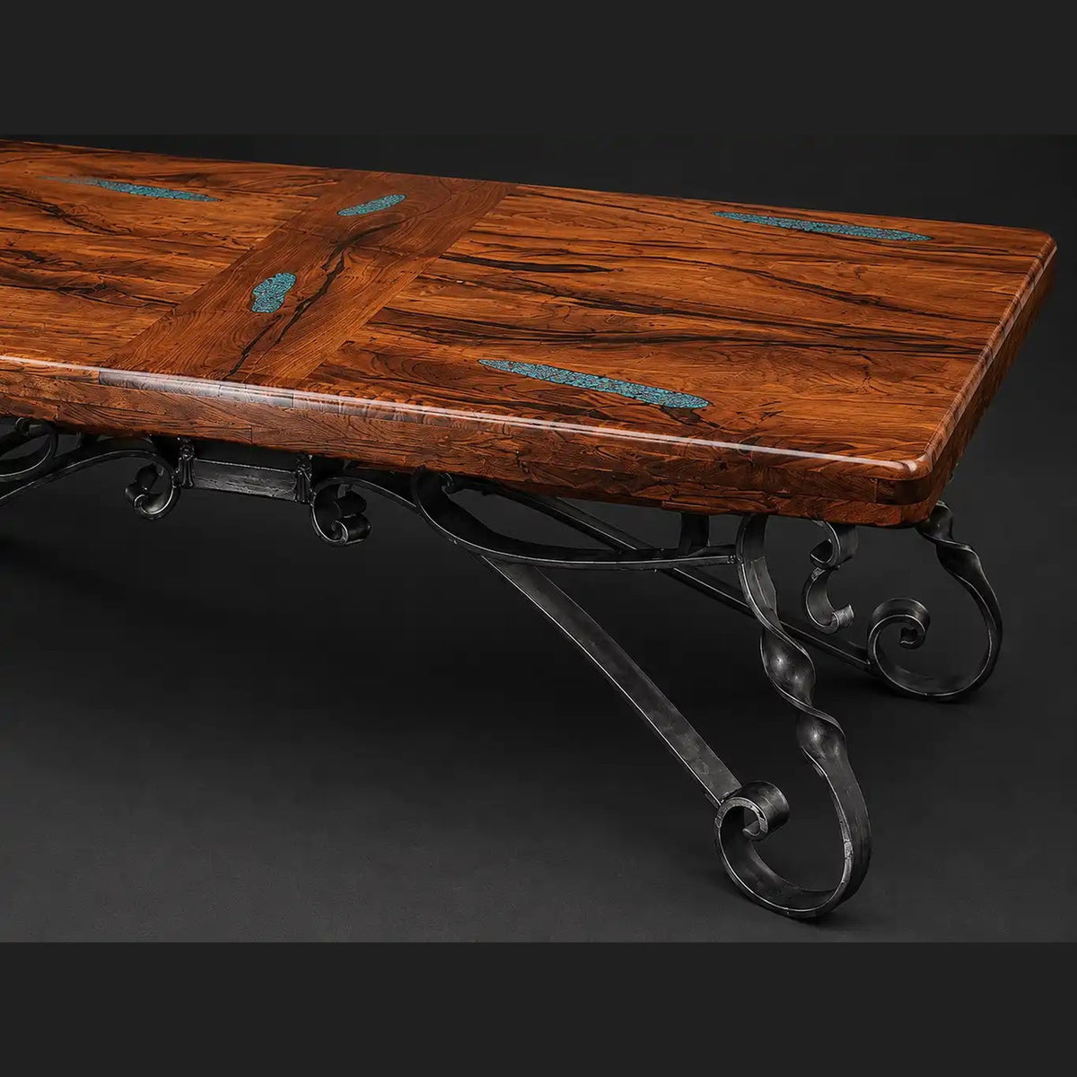Mesquite Coffee Table with Bullnose Edge and Inlays | 1212AA