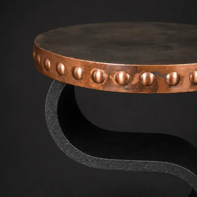 Round Hammered Copper Side Table – 1257BB