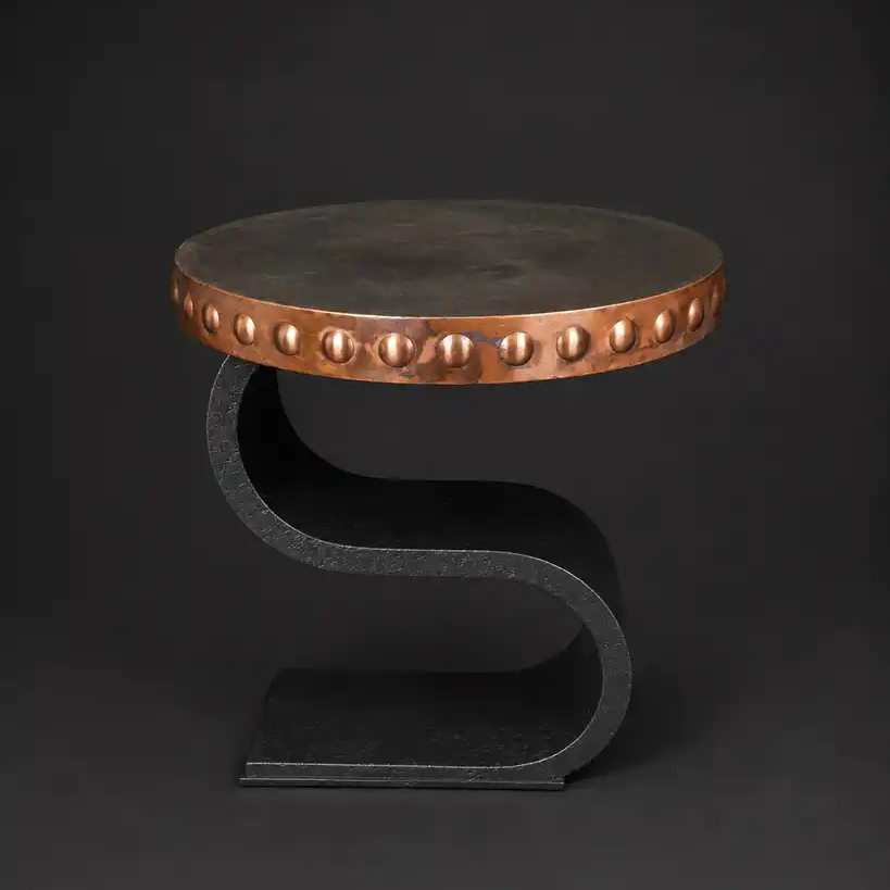 Round Hammered Copper Side Table – 1257BB