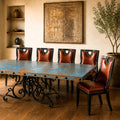 Rectangular Oxidized Copper Dining Table with Ornate Iron Base – 1246R