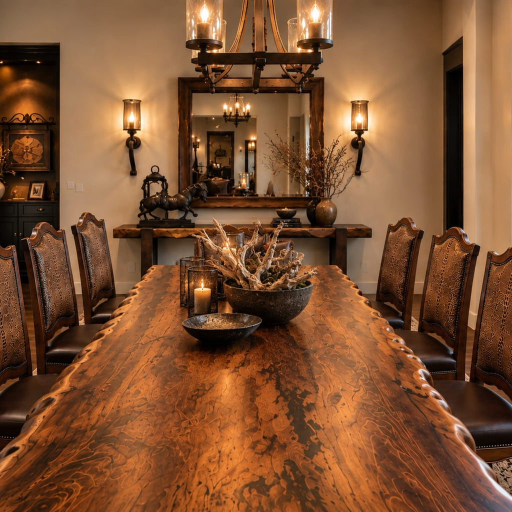 Mesquite Turquoise Inlay Rectangular Dining Table – 1224R