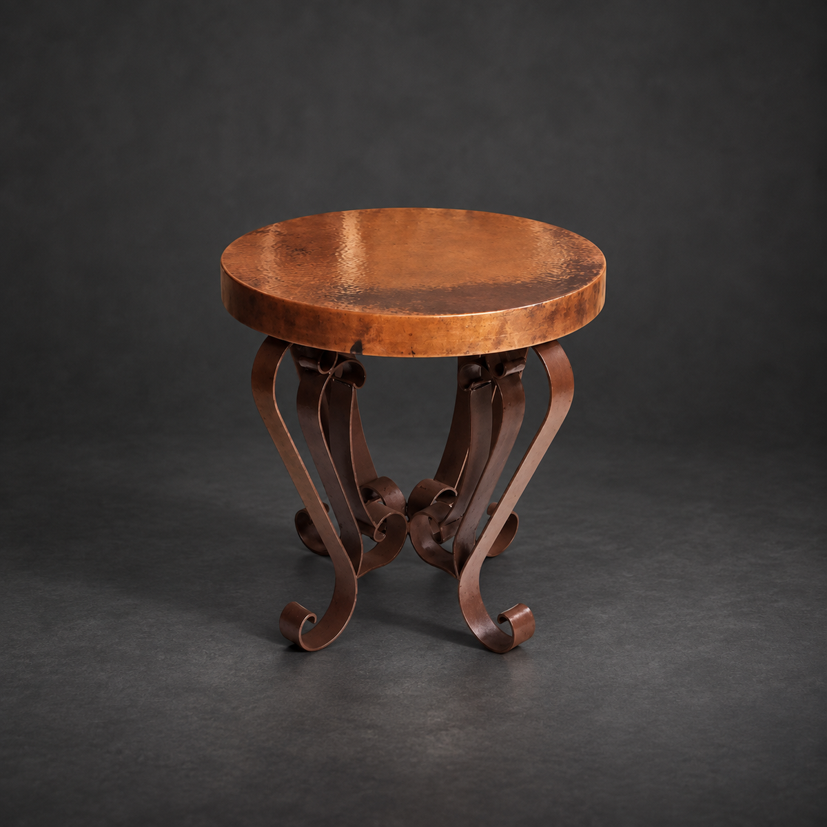 Round Turquoise Oxidized Copper Accent Table with Scroll Iron Base – 1229BB  Copy