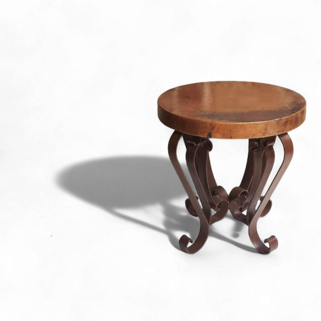 Round Turquoise Oxidized Copper Accent Table with Scroll Iron Base – 1229BB  Copy