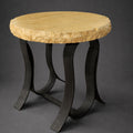 Round Travertine Cream Chiseled Side Table – 1222BB