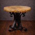 Round Travertine Peach Chiseled Side Table – 1246BB