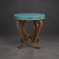 Round Turquoise Oxidized Copper Accent Table with Scroll Iron Base – 1229BB  Copy