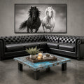 Square Turquoise Oxidized Copper Coffee Table – 1254A
