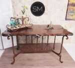 Kitchen Island-Wrought Iron base Mesquite Wood top-1213I