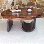 round mesquite wood coffee table