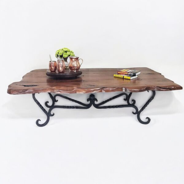 Rectangular mesquite wood top with rich, natural grain and warm tones, ideal for adding rustic charm to any setting.